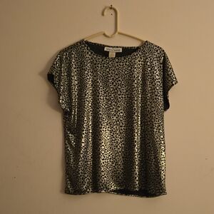 Chic Metallic Leopard Print Blouse